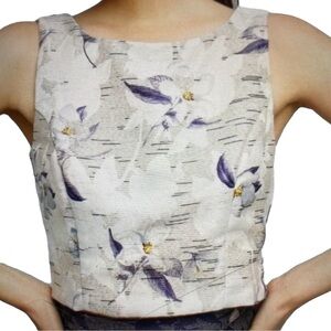 Anthropologie Eva Franco Iris Flower Crop Blouse